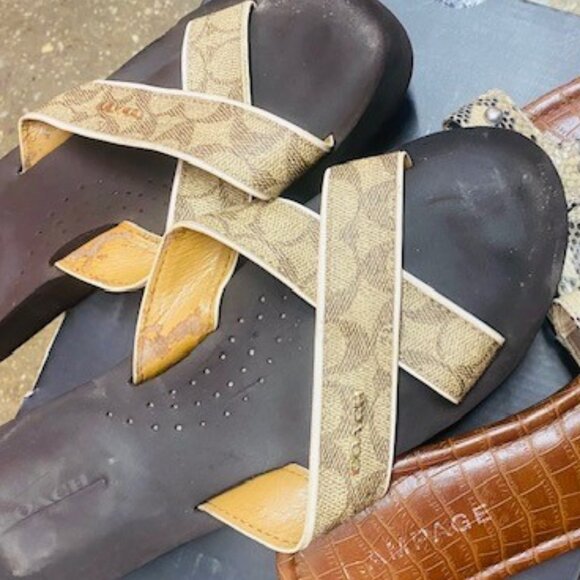 2 pair authentic coach/ snake skin print sandals - Picture 2 of 3